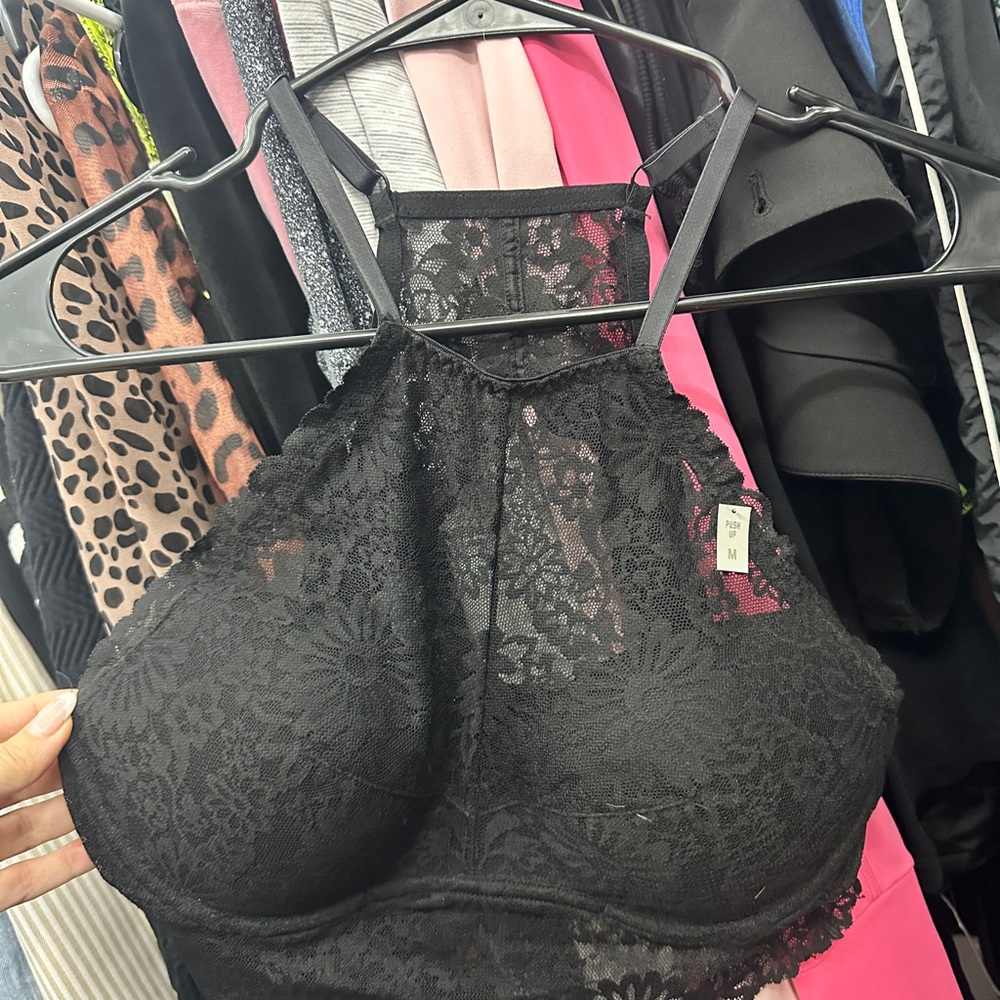 Black Lace Halter Bralette